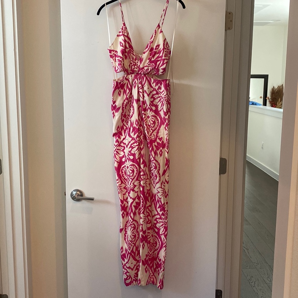 Zara printed silk jumpsuit